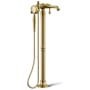 Kohler Artifacts Floor Mounted Tub Filler with Built-In Diverter - Includes Hand Shower Vibrant Brushed Moderne Brass