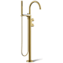Kohler Components Floor Mounted Tub Filler with Built-In Diverter - Includes Hand Shower Vibrant Brushed Moderne Brass