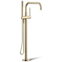 Kohler Purist Floor Mounted Tub Filler with Built-In Diverter - Includes Hand Shower Vibrant French Gold