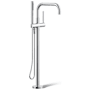 Kohler Purist Floor Mounted Tub Filler with Built-In Diverter - Includes Hand Shower Polished Chrome