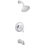 Kohler Forte Tub and Shower Trim Package with 1.75 GPM Single Function Shower Head and Pressure-Balancing Diaphragm Technology Polished Chrome
