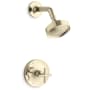 Kohler Purist Shower Only Trim Package with 1.75 GPM Single Function Shower Head with MasterClean and Rite-Temp Technologies Vibrant French Gold