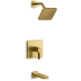 Kohler Parallel Tub and Shower Trim Package with 1.75 GPM Single Function Shower Head Vibrant Brushed Moderne Brass