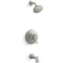 Kohler Bellera Tub and Shower Trim Package with 1.75 GPM Single Function Shower Head with MasterClean Sprayface Vibrant Brushed Nickel