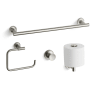 Kohler Purist 18" Towel Bar, Towel Ring, Tissue Holder and Robe Hook Brushed Nickel