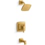 Kohler Riff Tub and Shower Trim Package with 1.75 GPM Single Function Shower Head Vibrant Brushed Moderne Brass