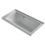 Kohler Archer 60" Three Wall Alcove Acrylic Air Tub with Right Drain and Overflow - Comfort Depth Design and Bask Heated Surface Technology Ice Grey