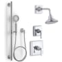 Kohler Pinstripe Pressure Balanced Shower System with Shower Head, Hand Shower, Valve Trim, and Shower Arm Polished Chrome