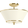 Kohler Lighting Parohn 16" Wide 2 Light Fabric Shade Semi-Flush Light Polished Brass