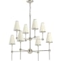 Kohler Lighting Parohn 8 Light Fabric Shade Chandelier Polished Nickel