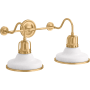Kohler Lighting Hauksbee 25" Wide 2 Light Vanity Light with Domed Metal Shades White / Brushed Modern Brass
