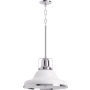 Kohler Lighting Hauksbee 18" Wide 1 Light Pendant with Domed Metal Shade White / Polished Chrome