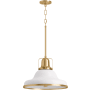 Kohler Lighting Hauksbee 18" Wide 1 Light Pendant with Domed Metal Shade White / Brushed Modern Brass