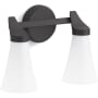 Kohler Lighting Simplice 2 Light 14" Wide Vanity Light with Painted Glass Shades Matte Black