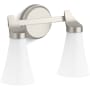 Kohler Lighting Simplice 2 Light 14" Wide Vanity Light with Painted Glass Shades Brushed Nickel