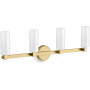 Kohler Lighting Crue 4 Light 31" Wide Vanity Light with Frosted Glass Shades Brushed Moderne Brass