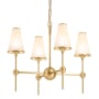 Kohler Lighting Parohn 14" Wide 4 Light Fabric Shade Chandelier Brushed Moderne Brass