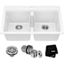 Kraus Quarza 33" Double Basin Dual Mount (Drop In or Undermount) Granite Composite Kitchen Sink with 50/50 Split White