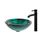 Kraus Bathroom Combo - 17" Nei Glass Vessel Bathroom Sink with Vessel Faucet, Pop-Up Drain and Mounting Ring Oil Rubbed Bronze