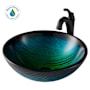 Kraus Arlo & Glass 17" Glass Vessel Bathroom Sink with 1.2 GPM Deck Mounted Bathroom Faucet and Pop-Up Drain Assembly Oil Rubbed Bronze