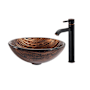 Kraus Bathroom Combo - 17" Gaia Glass Vessel Bathroom Sink with Vessel Faucet, Pop-Up Drain and Mounting Ring Oil Rubbed Bronze