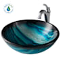 Kraus Arlo & Glass 17" Glass Vessel Bathroom Sink with 1.2 GPM Deck Mounted Bathroom Faucet and Pop-Up Drain Assembly Chrome
