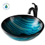 Kraus Arlo & Glass 17" Glass Vessel Bathroom Sink with 1.2 GPM Deck Mounted Bathroom Faucet and Pop-Up Drain Assembly Oil Rubbed Bronze