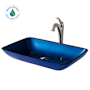 Kraus Arlo & Glass 21-7/8" Glass Vessel Bathroom Sink with 1.2 GPM Deck Mounted Bathroom Faucet and Pop-Up Drain Assembly Spot-Free Stainless Steel