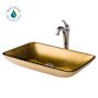 Kraus Arlo & Glass 21-7/8" Glass Vessel Bathroom Sink with 1.2 GPM Deck Mounted Bathroom Faucet and Pop-Up Drain Assembly Chrome