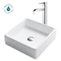 Kraus White Ceramic Bathroom Combo - 15" Ceramic Vessel Bathroom Sink With Vessel Faucet, Pop-Up Drain Chrome