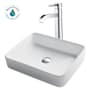 Kraus White Ceramic Bathroom Combo - 18-3/4" Ceramic Vessel Bathroom Sink With Vessel Faucet, Pop-Up Drain Chrome