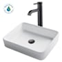 Kraus White Ceramic Bathroom Combo - 18-3/4" Ceramic Vessel Bathroom Sink With Vessel Faucet, Pop-Up Drain Oil Rubbed Bronze
