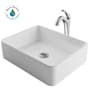 Kraus Elavo and Arlo 18-1/4" Vitreous China Vessel Bathroom Sink with 1.2 GPM Deck Mounted Bathroom Faucet and Push Button Drain Assembly Chrome
