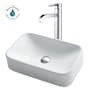 Kraus White Ceramic Bathroom Combo - 19-1/4" Ceramic Vessel Bathroom Sink With Vessel Faucet, Pop-Up Drain Chrome