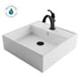 Kraus Elavo and Arlo 18-1/2" Vitreous China Vessel Bathroom Sink with 1.2 GPM Deck Mounted Bathroom Faucet and Pop-Up Drain Assembly Matte Black
