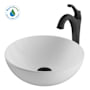 Kraus Elavo and Arlo 13-11/16" Vitreous China Vessel Bathroom Sink with 1.2 GPM Deck Mounted Bathroom Faucet and Push Button Drain Assembly Matte Black
