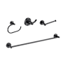 Kraus Elie 4-Piece Bathroom Package with 24" Towel Bar, Robe Hook, Towel Ring, and Toilet Paper Holder Matte Black