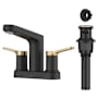 Kraus Indy 1.2 GPM Centerset Bathroom Faucet with Push Pop-Up Drain Assembly and Overflow Cap Spot Free Brushed Brass / Matte Black