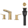 Kraus Indy 1.2 GPM Widespread Bathroom Faucet with Pop-Up Drain Assembly and Overflow Cap Spot Free Brushed Brass