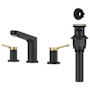 Kraus Indy 1.2 GPM Widespread Bathroom Faucet with Pop-Up Drain Assembly and Overflow Cap Spot Free Brushed Brass / Matte Black