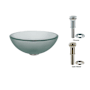 Kraus 14" Frosted Glass Vessel Bathroom Sink - Includes Pop-Up Drain and Mounting Ring Chrome
