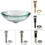 Kraus 17" Clear Glass Vessel Bathroom Sink - Includes Pop-Up Drain and Mounting Ring Chrome