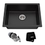 Kraus Quarza 24" Single Basin Dual Mount (Drop In or Undermount) Granite Composite Kitchen Sink Black Onyx