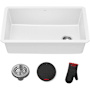 Kraus Forteza 31-3/4" Undermount Single Basin Quartz Composite Kitchen Sink with Basket Strainer White