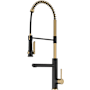 Kraus Artec Pro 1.8 GPM Single Hole Pre-Rinse Pull Down Kitchen Faucet with Pot Filler Spout and Reach Technology Spot Free Brushed Brass / Matte Black