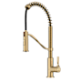 Kraus Torak 1.8 GPM Single Hole Pre-Rinse Pull Down Kitchen Faucet with Flexible Spring Spout Spot Free Brushed Brass