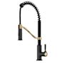 Kraus Torak 1.8 GPM Single Hole Pre-Rinse Pull Down Kitchen Faucet with Flexible Spring Spout Spot Free Brushed Brass/Matte Black