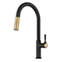 Kraus Torak 1.8 GPM Single Hole Pull Down Kitchen Faucet with Curved Spout Spot Free Brushed Brass/Matte Black