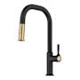 Kraus Torak 1.8 GPM Single Hole Pull Down Kitchen Faucet with Flat Spout Spot Free Brushed Brass/Matte Black
