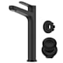 Kraus Indy 1.2 GPM Vessel Single Hole Bathroom Faucet with Push Push Pop-Up Drain Assembly and Overflow Cap Matte Black